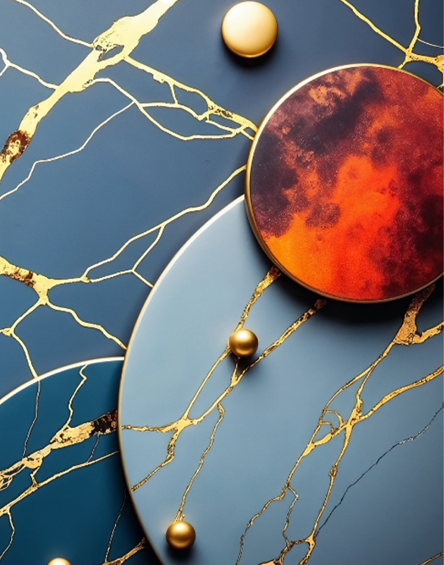 Cerulean Gilded Marble Plate