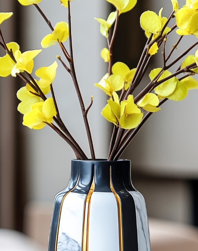 Striped Marble Floral Vase