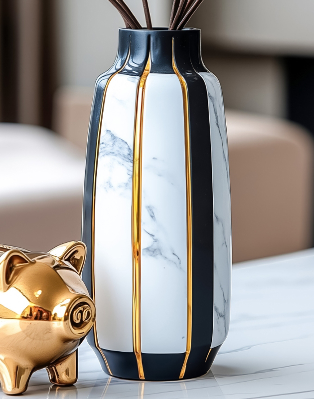 Striped Marble Floral Vase